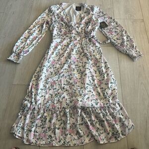Sage Collective Flowy Ls Floral Print A Line Dres size 2
